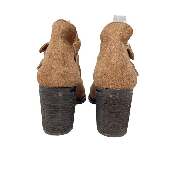 Jeffrey Campbell‎ Tan Suede Stacked Heel 2Buckle Booties 10 - Picture 4 of 6